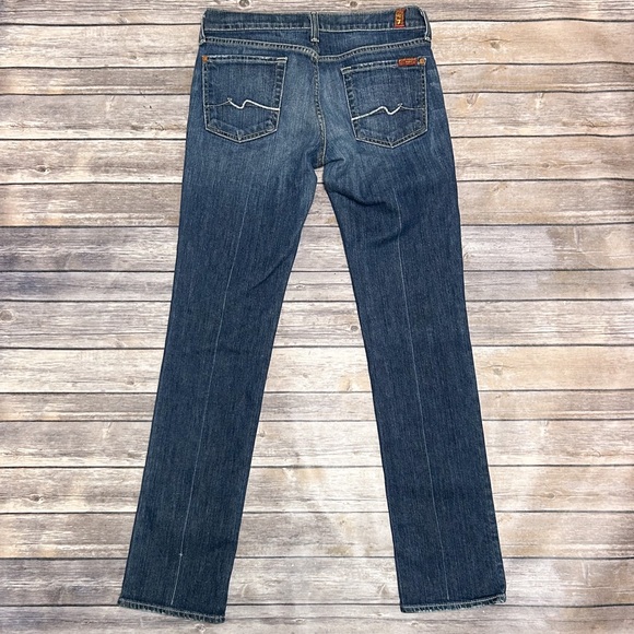 7 For All Mankind Medium Wash Straight Leg Low Rise Jeans 28 7FAM 32.25 Inseam - Picture 4 of 10